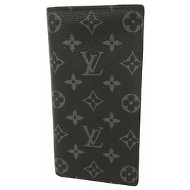 Louis Vuitton Monogram Eclipse Portefeuille Brazza Long Wallet Black