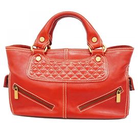 Céline Celine Boogie Bag Leather Handbag Red