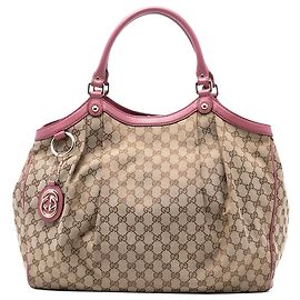 Gucci Beige Large GG Canvas Sukey Tote Beige
