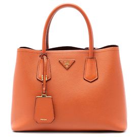 Sac à main Prada Orange Medium Saffiano Cuir Double Handle Orange