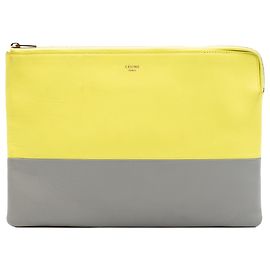 Céline Celine Yellow Bicolor Leather Solo Clutch Other