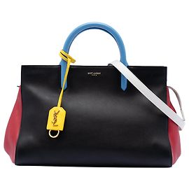 Borsa cabas Rive Gauche in pelle liscia tricolore nera Saint Laurent Altro