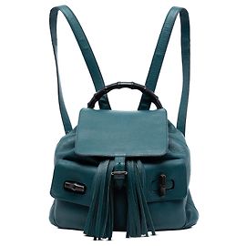 Gucci Green Leather Bamboo Tassel Backpack Green