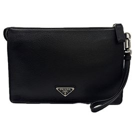 Prada Vitello City Clutch Tasche Schwarz