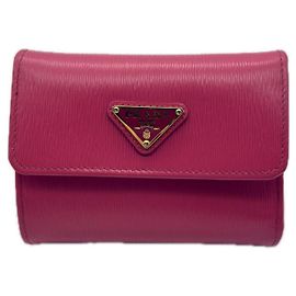 Prada Vitello Move Compact Tri-Fold Wallet Pink