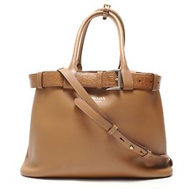Bolsa de couro marrom Prada Marrom