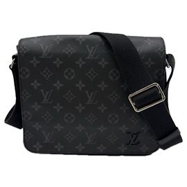 Louis Vuitton Monogram Eclipse District PM Shoulder Bag Brown Black