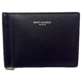Portafoglio con clip per banconote Logo SAINT LAURENT Nero