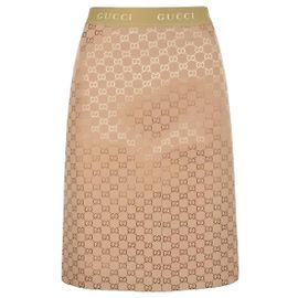 Minigonna Gucci Monogram Beige Jacquard Beige