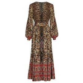 Vestido Maxi Etro Estampa de Leopardo e Paisley Marrom