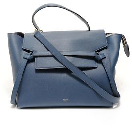 Céline Celine CELINE Belt Bag Leather 2-Way Handbag Blue