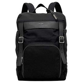 Saint Laurent Paris Black Canvas and Leather Backpack Black