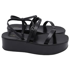 The Row Wedge Platform Sandals in Black Leather Black