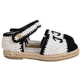 Espadrilles de algodão branco com tiras trançadas Chanel Branco