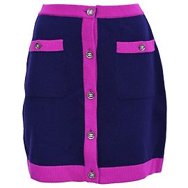 Chanel Bicolor Strick Minirock aus Marineblauem Kaschmir Blau Marineblau
