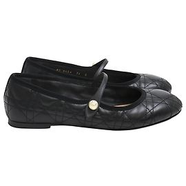 Dior Quilted Cannage Ballet Flats in Black Calf Leather Black