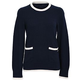 Pull en cachemire bleu marine orné de boutons Chanel CC Bleu Bleu Marine