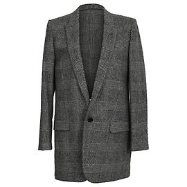 Saint Laurent Checked Single-Breasted Blazer in Grey Wool Grey