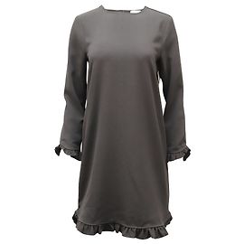 Robe Mini en Polyester Noir avec Volants Ganni Noir
