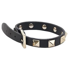 Pulseira de couro Valentino Rockstuds Preto