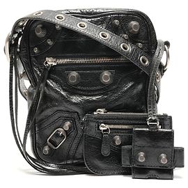 Bolsa transversal de couro Le Cagole da Balenciaga Preto