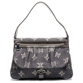 Céline Bolsa de Ombro em Denim Macadam da Celine Azul marinho