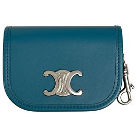 Céline Estuche para tarjetas de visita de cuero verde Celine Triomphe Verde