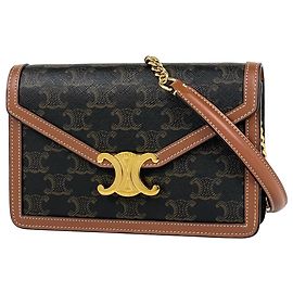 Céline Borsa Clutch Celine Chain Margot Triomphe 2 in 1 Marrone Nero