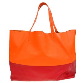 Céline Celine Große Horizontale Bi-Cabas Tote aus Leder Orange