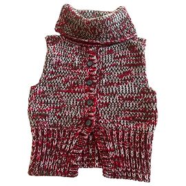 Dolce & Gabbana Ärmellose Strickweste mit Rollkragen von D&G Braun Weiß Rot