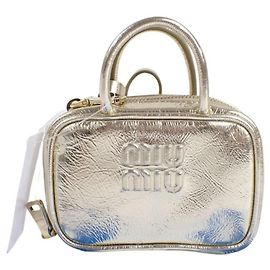 Porte-clés en cuir doré Miu Miu Doré