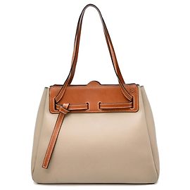 Bolsa de ombro de couro Loewe Lazo para mulheres Bege Cinza
