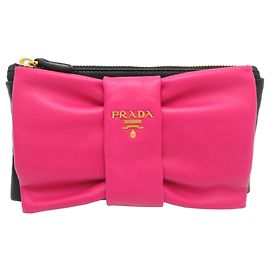 Damentasche mit Bandmotiv Prada 1N1442 Schwarz Pink