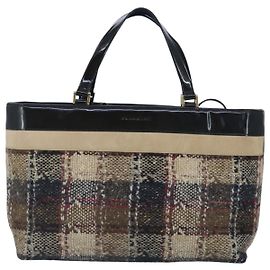 Burberry Nova Check Handbag Wool Beige