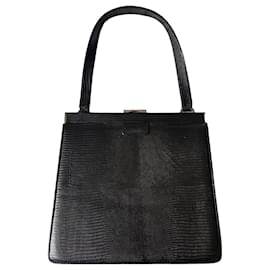 Autre Marque Sac à main vintage en cuir texturé noir Noir