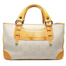 Céline Celine Boogie Macadam Canvas Handbag Beige