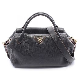 Prada VIT DAINO 2-Way Leather Handbag Black