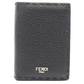 Fendi Black Leather Card Case Black