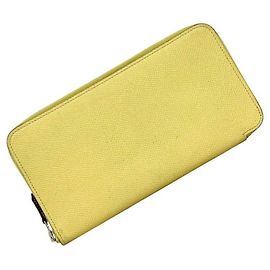 Carteira longa redonda em seda Azap da Hermès Dourado Amarelo