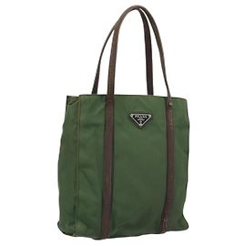 PRADA Sac à main en nylon vert Auth bs34103 Vert