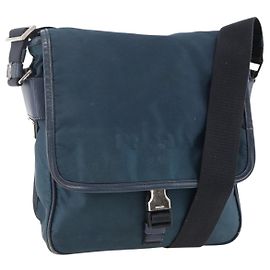 Borsa a Spalla PRADA in Nylon Blu Navy Argento Autentica LNZ603 Argento Blu navy