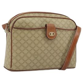 Céline Borsa a Spalla in Tela Macadam CELINE PVC Beige Oro Auth LNZ711 Beige D'oro