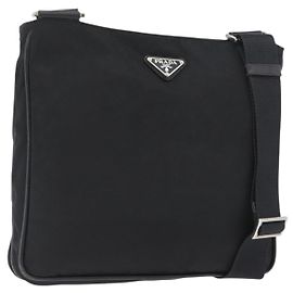 PRADA Shoulder Bag Nylon Black Silver Auth ka3438A Black Silvery