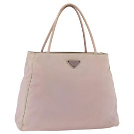 PRADA Sac à main en nylon rose argent Auth AMZ341 Argenté Rose