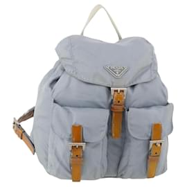 PRADA Backpack Nylon Light Blue Silver Auth hk3498A Silvery Light blue