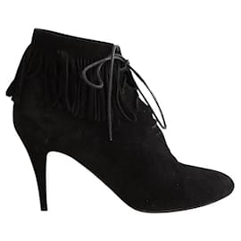 Saint Laurent Black lace-up boots Black