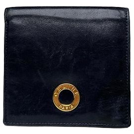 Céline Vintage Celine Paris Leather Flapable Wallet Black Navy blue