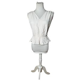 Top de seda vintage Louis Vuitton blanco 34/XS Blanco