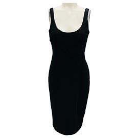 Moschino Cheap and Chic Black Sleeveless Crepe Midi Cocktail Dress Black