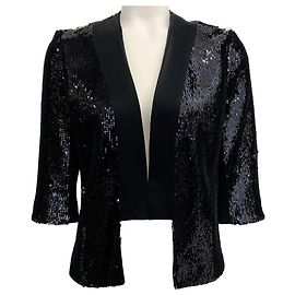 Autre Marque Veste ouverte noire à sequins Galvan London Noir
